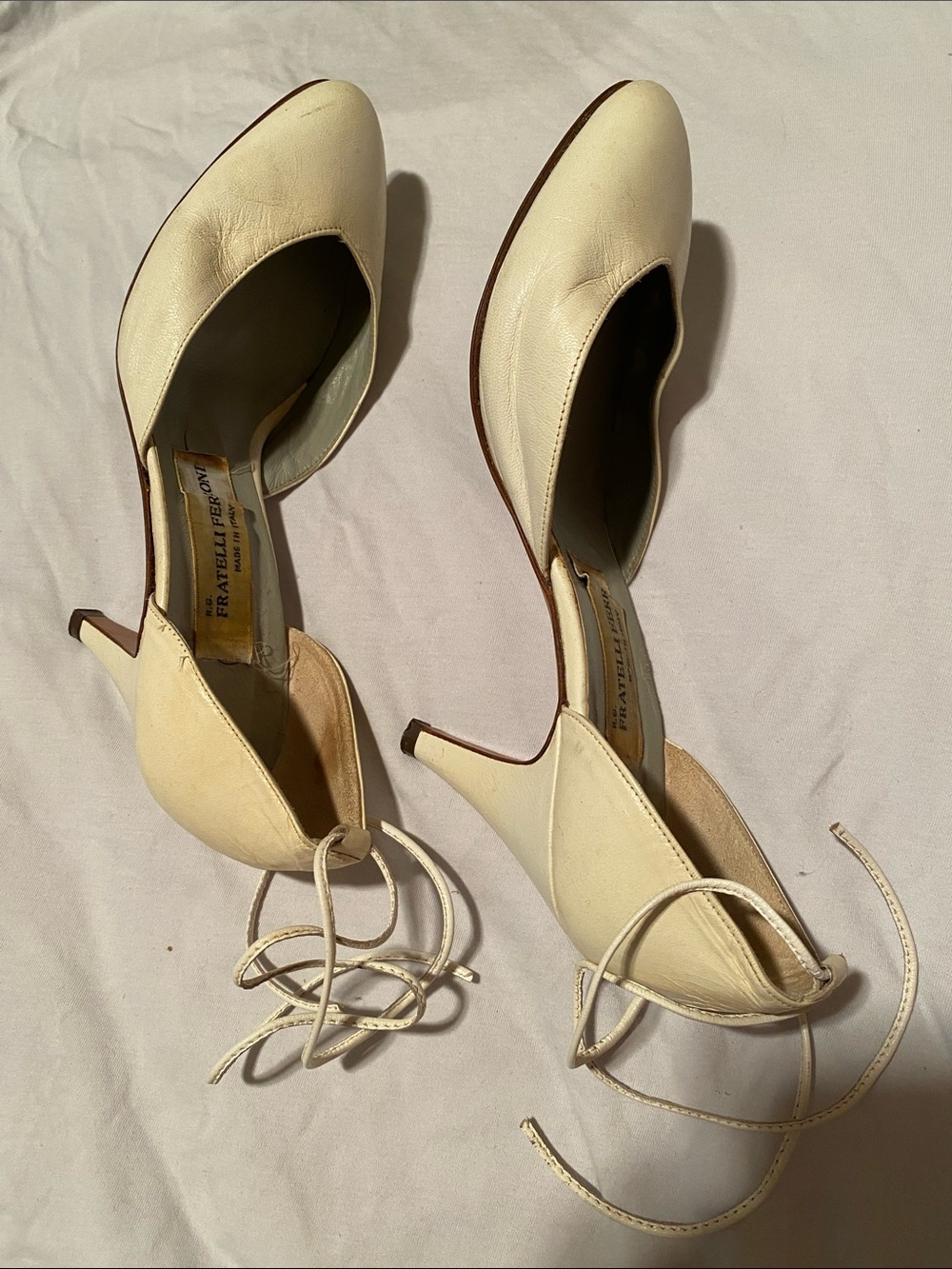 White leather high heel
